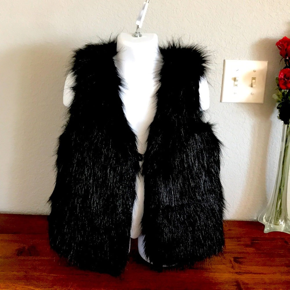 Black faux fur vest